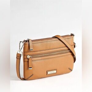 Calvin Klein leather crossbody satchel purse in chestnut